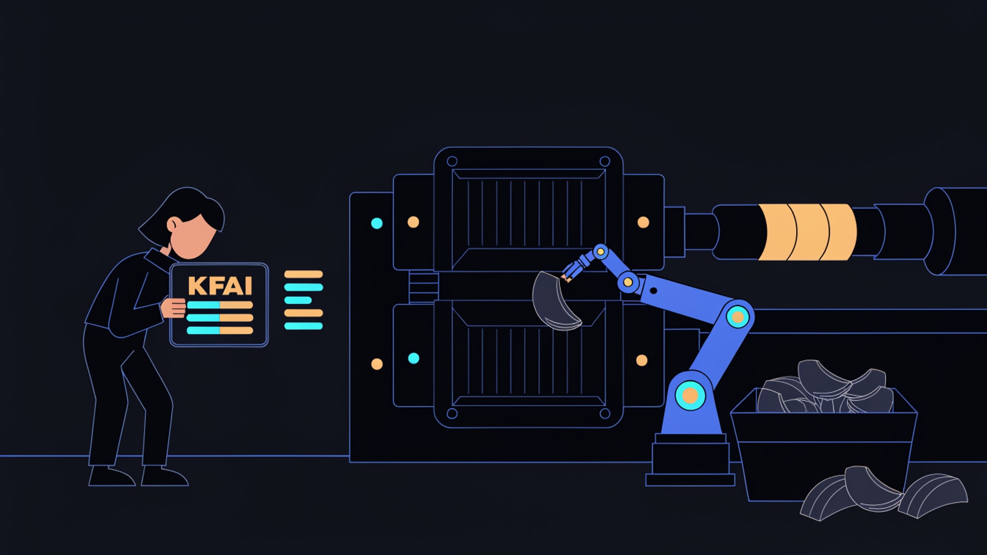 An injection-molding cell.